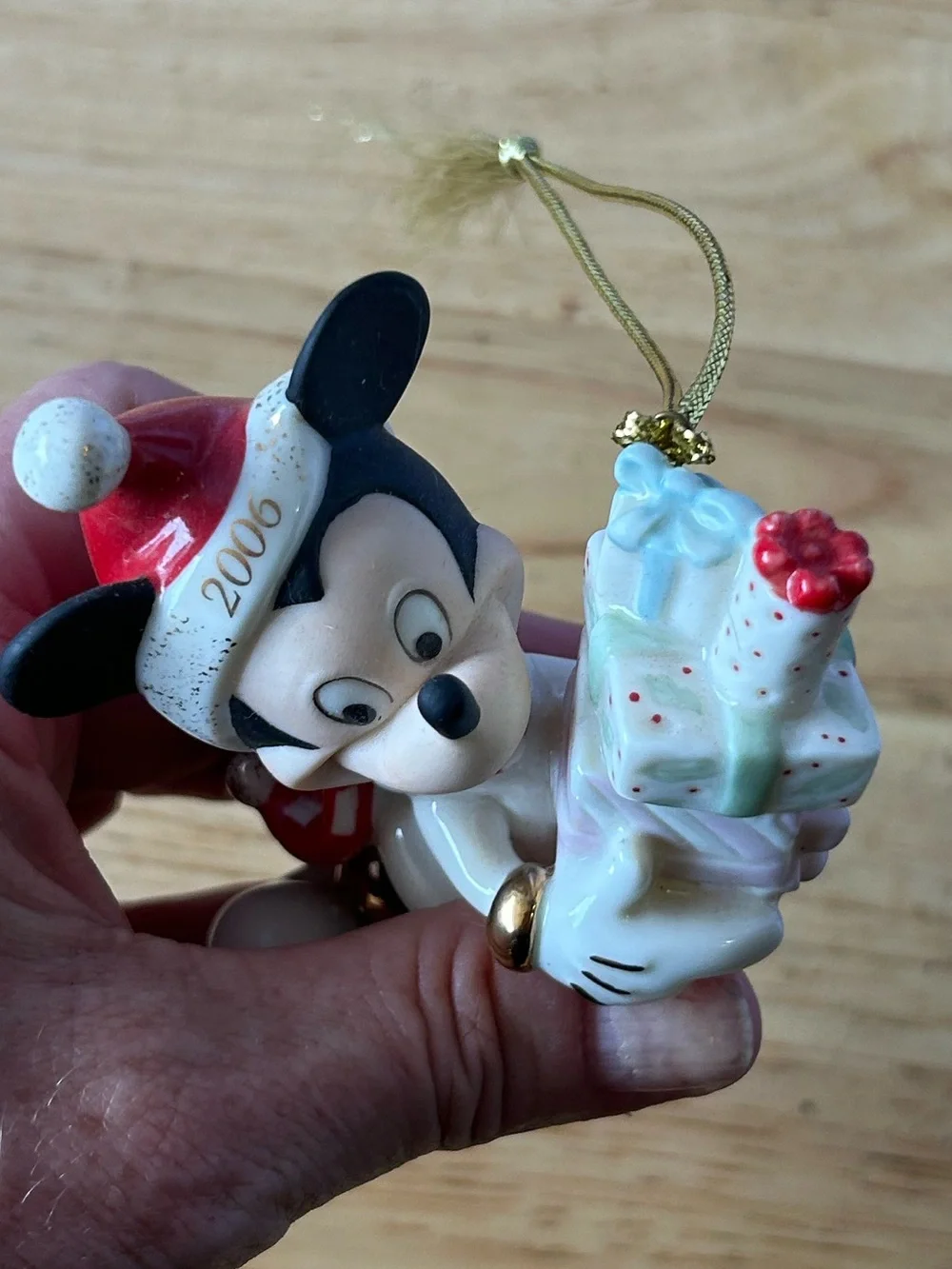 Lenox Mickey Mouse Holiday Ornament - White, Black, Red, Gold, Pink, Green